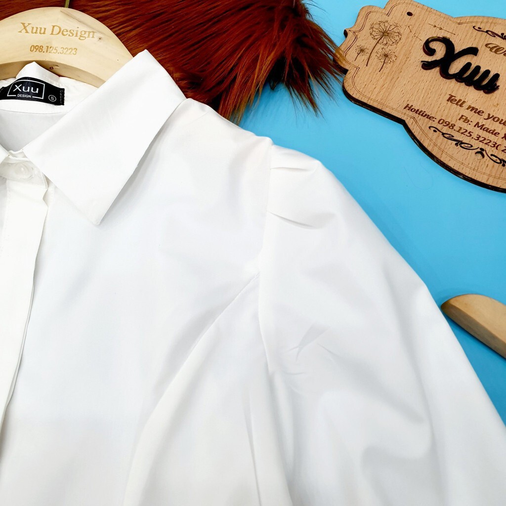 Mặc gì đẹp: Lịch sự với Áo Sơ Mi Nữ Trắng [Hàng Cao Cấp] áo sơ mi trắng tay bồng thời trang, chất vải đẹp, ko nhăn cao cấp MoonMy