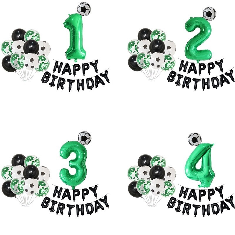 Set 13 Bong Bóng Lá Nhôm Hình Trái Banh Màu Xanh Lá 30 Inch Dùng Trang Trí Tiệc Sinh Nhật Cho Bé Trai 1 2 3 Tuổi