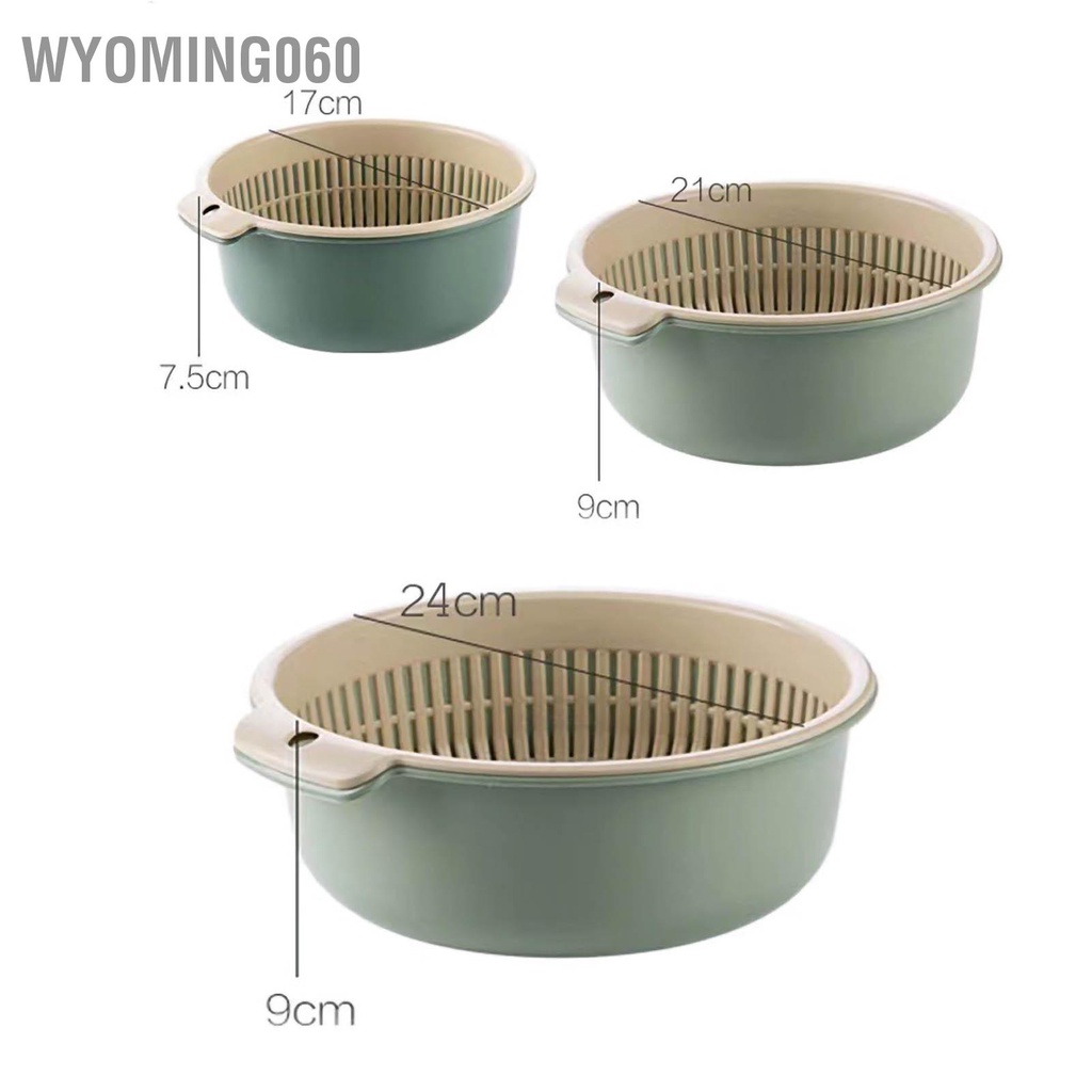 [Hàng Sẵn] Nhà bếp Colander PP An toàn hai lớp gạo Lưu trữ trái cây thoát nước giỏ để rửa rau【Wyoming060】