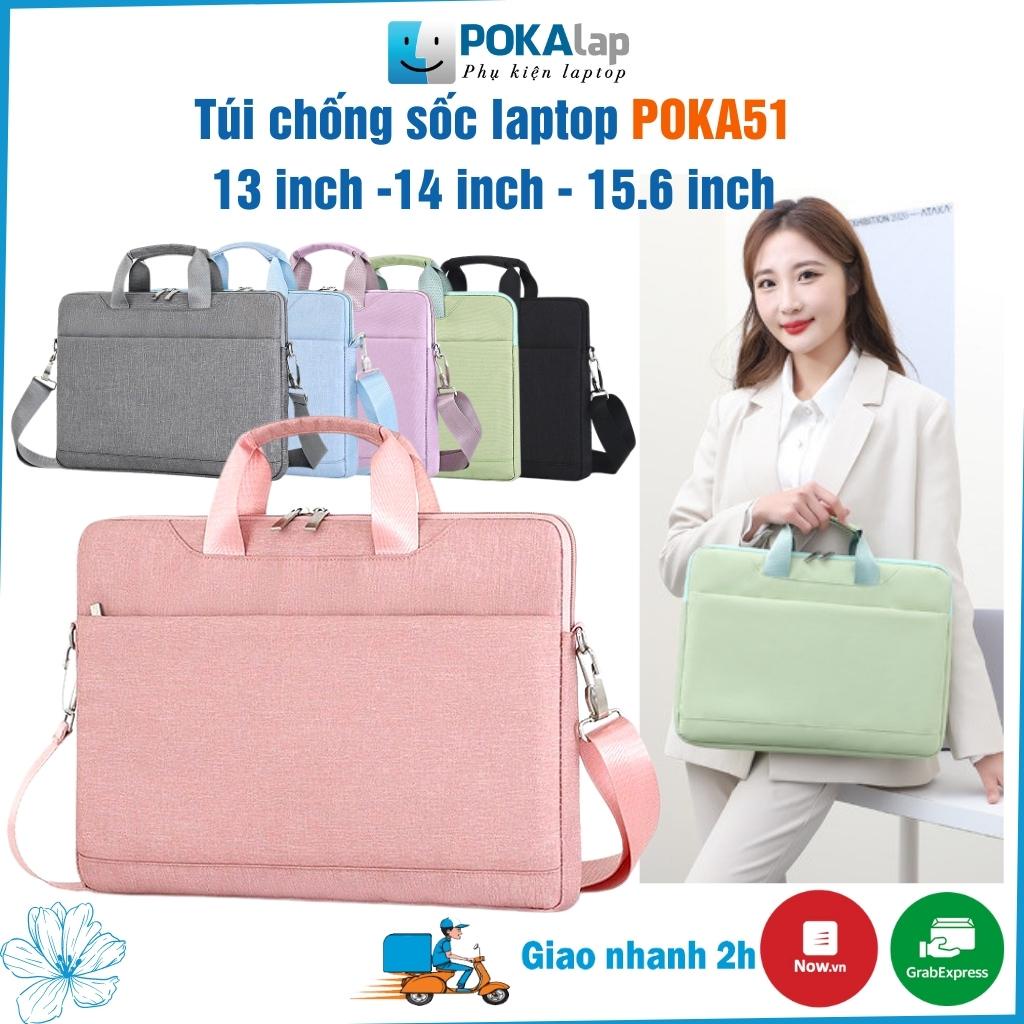Túi chống sốc đựng laptop POKA51 chống thấm nước LÓT NHUNG có quai đeo 13 inch 14 inch 15 inch 15.6 inch - POKALAP