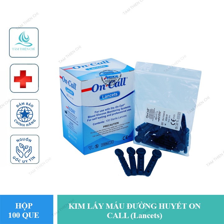 Kim chích lấy mẫu thử tiểu đường ACON On Call hộp 100 cây