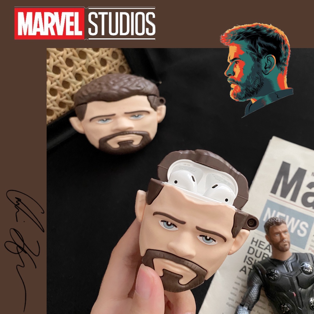 Vỏ Bảo Vệ Hộp Sạc Tai Nghe AirPods3 2021 3 Hình Thor Và Búa Thor 3D Phong Cách Mới