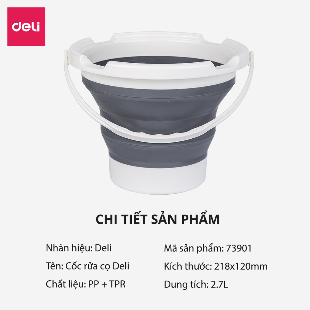 [Mã LIFEDL44 giảm 50K đơn 99K] Cốc rửa cọ Deli - pha màu đa năng có thể gấp gọn - 73901