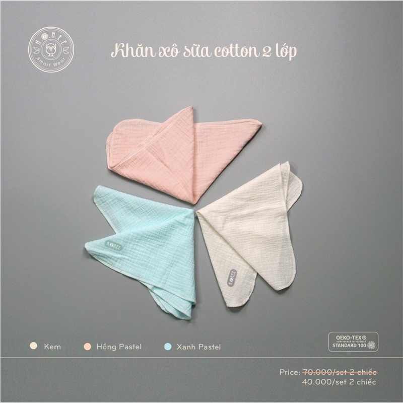 Set 2 cái khăn xô 2 lớp Hrnee mềm đẹp
