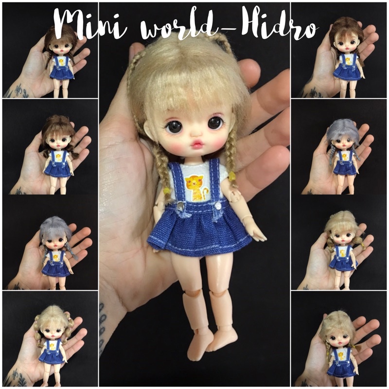 Wig len Tóc giả dành cho búp bê BJD Size 1/8, Baboliy, Amy handmade.