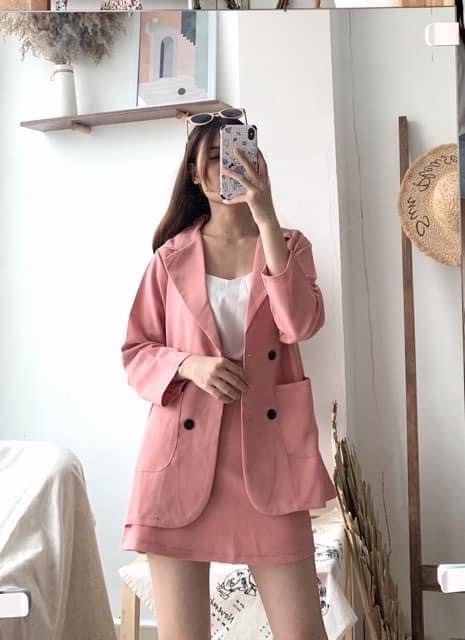 Set Áo Vest Blazer kèm chân váy ( hình thật/ sẵn)