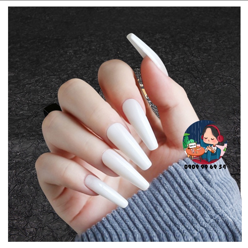 [ 1169 - 01 TRẮNG ] MÓNG CỨNG - SƠN BÓNG - Phom Thang Dài Xtra [Tặng Miếng Dán Và Dụng Cụ] Lẻ