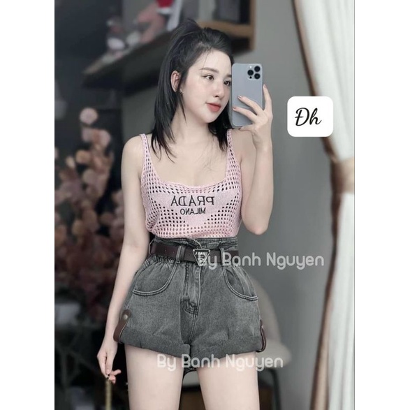 Quần sooc gập gấu khuy da kèm đai hàng QCL1