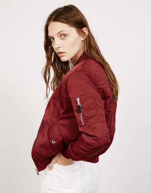 Áo khoác lót lông Bershka nylon Bomber Jacket | BigBuy360 - bigbuy360.vn