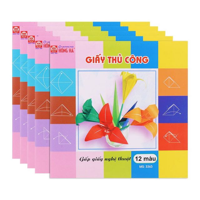 Giấy thủ công cắt dán 12 màu - MS3363
