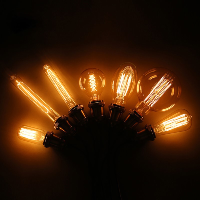 Triple Awaken Bóng đèn cổ điển Edison 40W cổ điển ST64 / G125 / G95 / G80 / T225 / T185 / T125 / C35 - 2200K Trắng ấm - Thủy tinh hổ phách - Bóng đèn sợi đốt