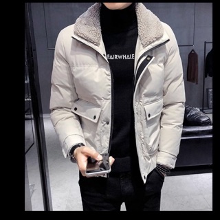 Áo phao nam cổ lông cừu hàng NK QUẢNG CHÂU CAO CẤP