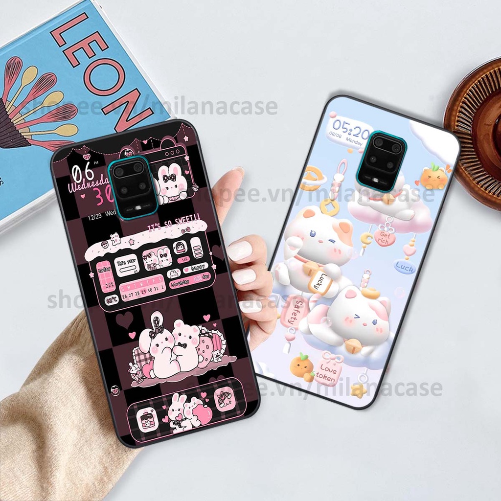 Ốp Xiaomi Redmi Note 9 / Note9s / Note 9 Pro hình đồng hồ icon gấu mèo cute cực dễ thương ngộ nghĩnh