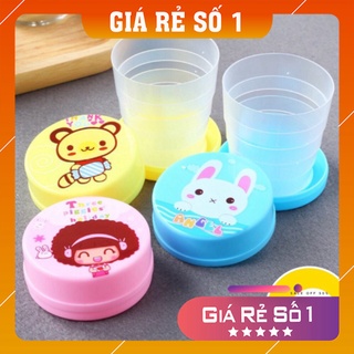 Cốc Nhựa 💕𝑭𝒓𝒆𝒆𝒔𝒉𝒊𝒑💕 Cốc Nhựa Có Nắp Gấp Gọn Du Lịch Hoạt Hình