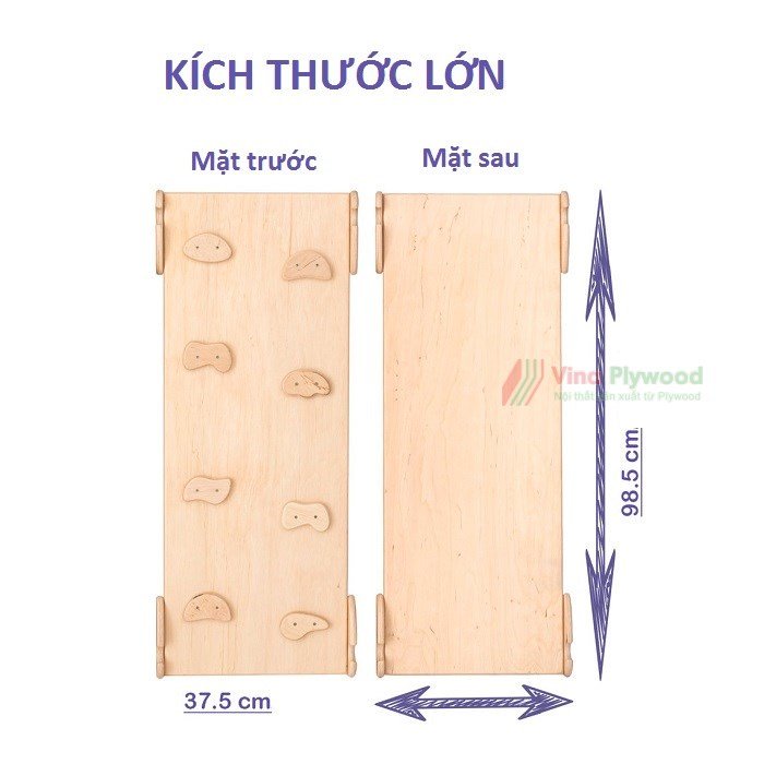 Bộ thang leo cho trẻ mầm non-thang tam giác leo núi đa năng 3 trong 1- đồ chơi vận động thể chất, chất liệu plywood
