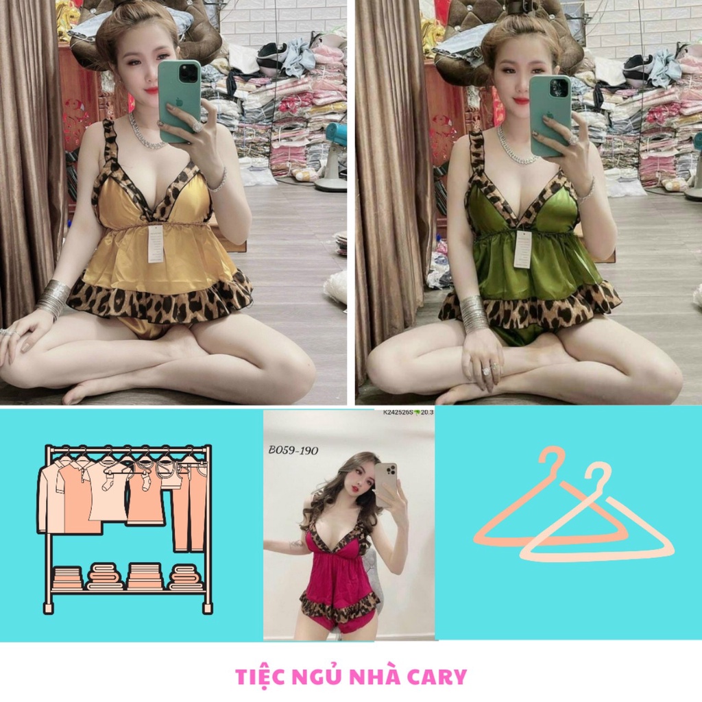 Đồ bộ ngủ hai dây mặc nhà có mút ngực sexy CARY