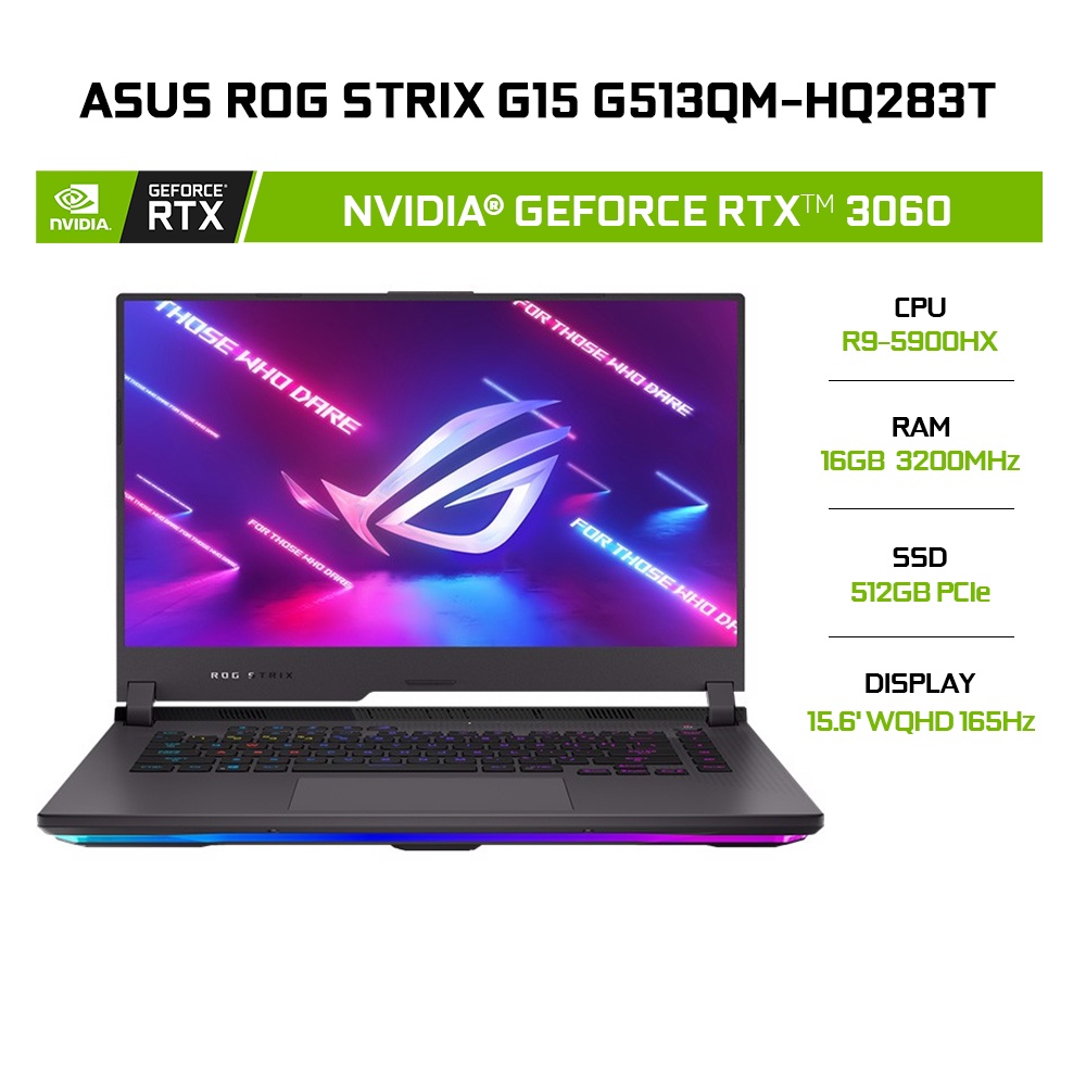 Laptop ASUS ROG Strix G15 G513QM-HQ283T R9-5900HX 16GB 512GB RTX™ 3060 15.6' 165Hz Win10