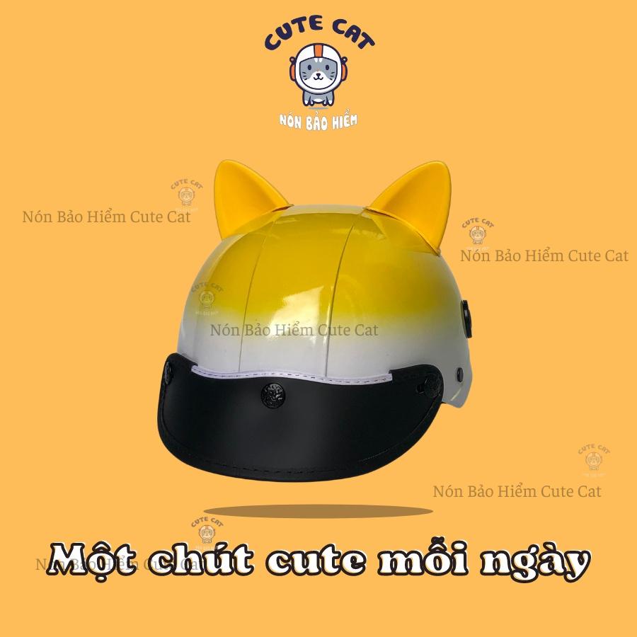 Nón Bảo Hiểm Nửa Đầu Kèm Tai Mèo Có Nhiều Màu Lựa Chọn Siêu Dễ Thương Chất Liệu Nhựa ABS Gọn Nhẹ CUTE CAT