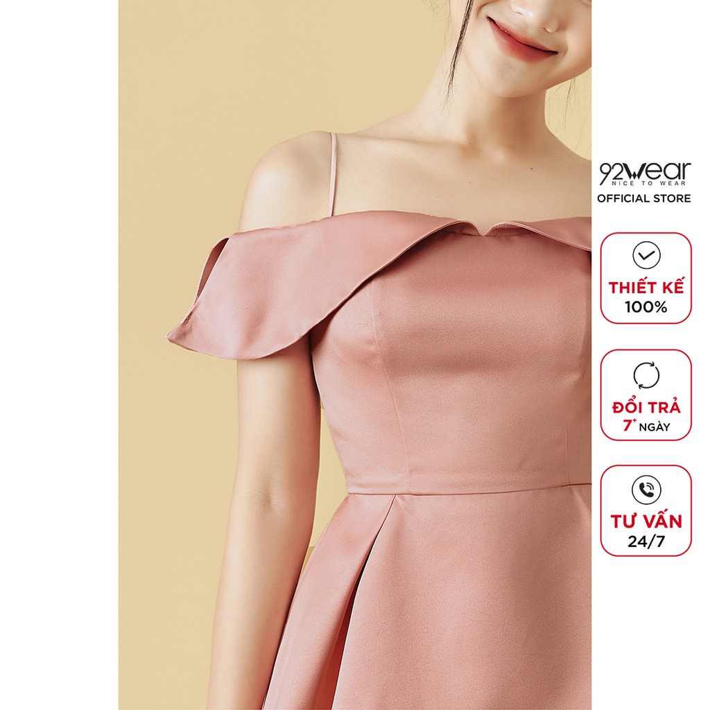 Áo kiểu nữ peplum 92WEAR thiết kế trễ vai gợi cảm, chất tafta cao cấp ASA1520