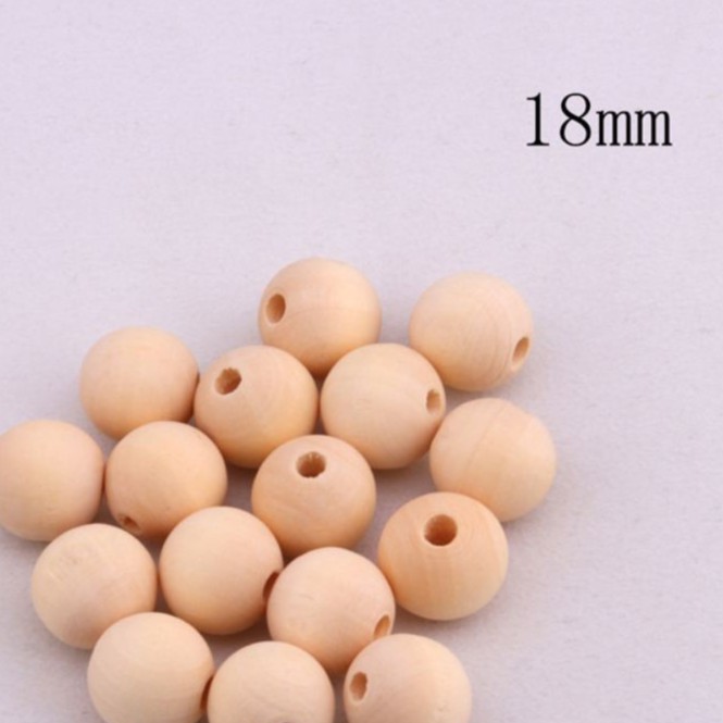 gói 25-50-100gam hạt gỗ trơn màu kem tự nhiên size 18mm