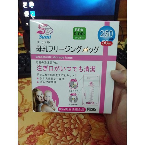 Hộp 50 túi trữ sữa Sami hoặc kichi 100ml / 150ml / 250ml - Nhật Bản