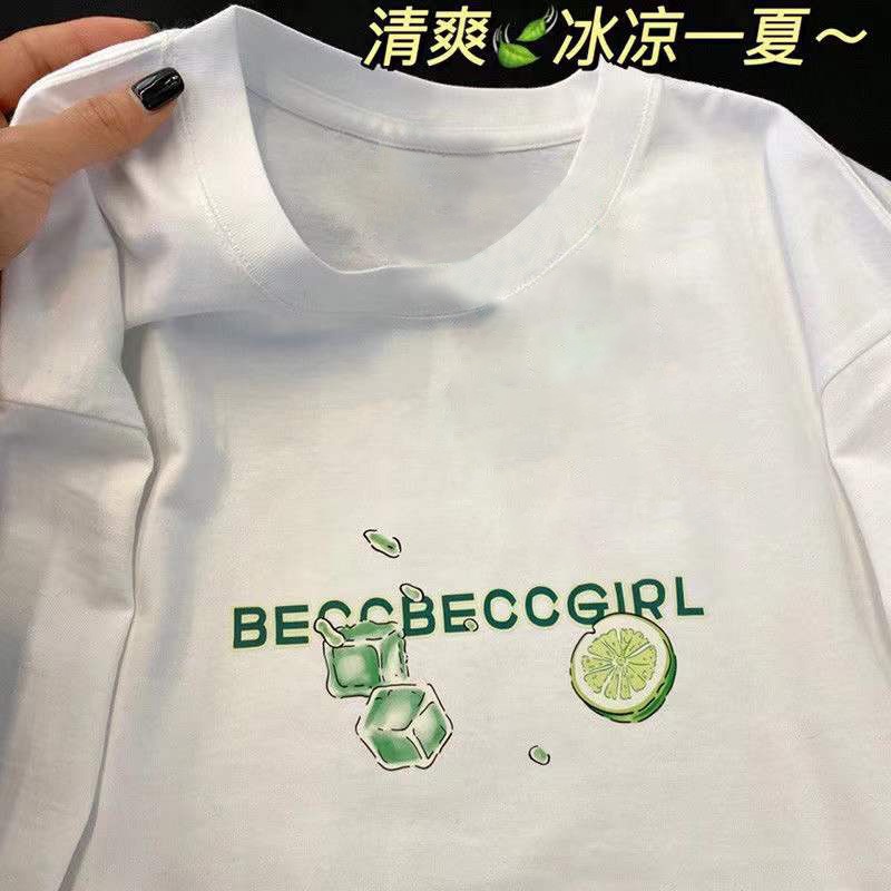 Áo thun HIIXIIVI 100% cotton tay ngắn cổ tròn in họa tiết thời trang mùa hè phong cách Hàn Quốc dành cho nữ 2022