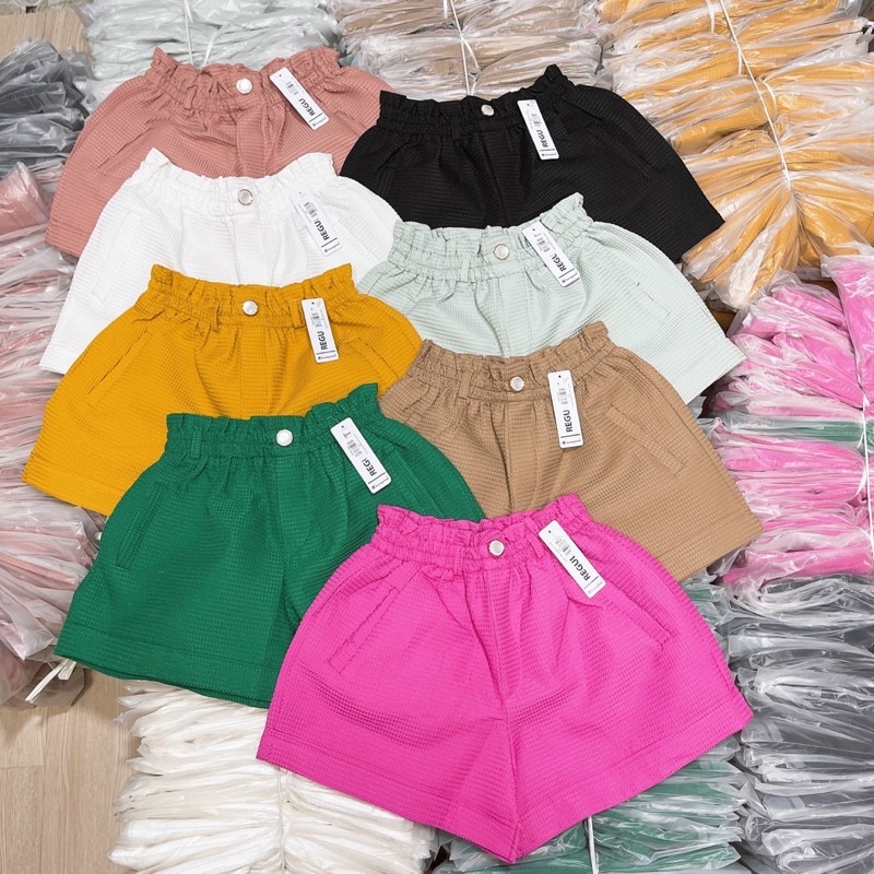 Quần đùi nữ, quần đùi tổ ong hottrend nhiều màu freesize &lt;57kg alohashop91