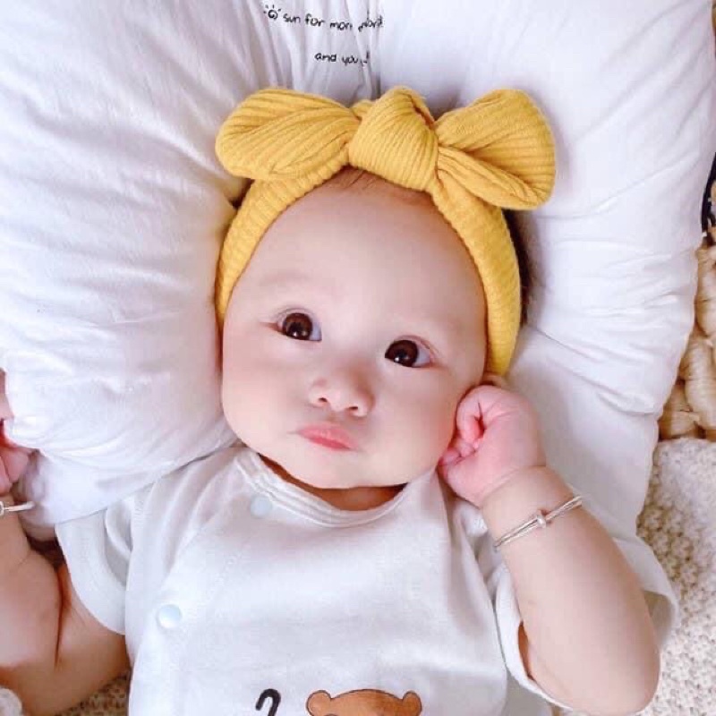 Mũ nơ turban đội đầu đẹp dễ thương cho bé gái sơ sinh từ 0 tháng -  3 tuổi