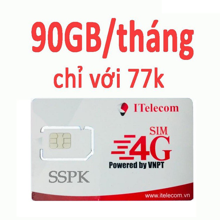 Sim 3G/4G ITelecom sử dụng sóng Vinaphone có 90Gb/tháng 3Gb ngày