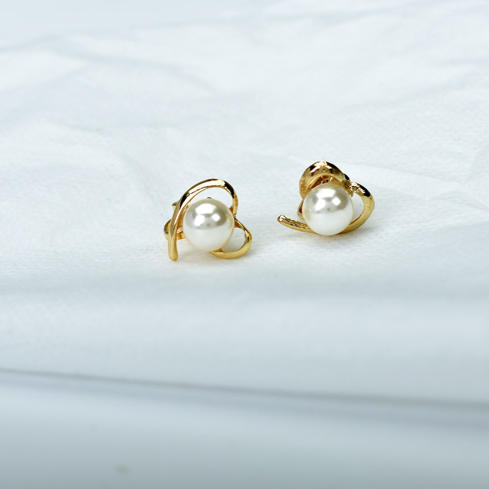 Khuyên kẹp vành tai hình trái tim đính ngọc trai nhân tạo thời trang cho nữ