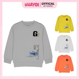 Áo Thun Dài Tay Bé Trai OHAYO Cổ Tròn Chất Liệu Cotton Mềm Mịn, In Chữ G Cho Bé 4-8 Tuổi TTTE003A