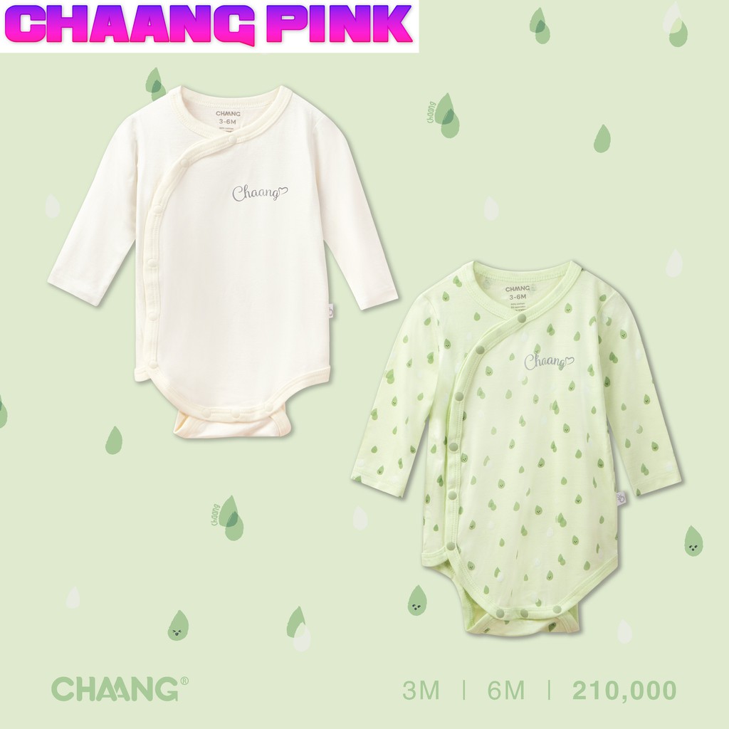 Set 2 chiếc bodychip cúc chéo SUMMER xanh lá, quần áo, phụ kiện, đồ sơ sinh Chaang cotton an toàn cho bé