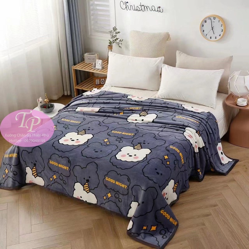Chăn Tuyết Nhung Sữa Siêu Đẹp - Mềm Mịn - Thoáng Mát - Kích Thước : 2m x 2m3