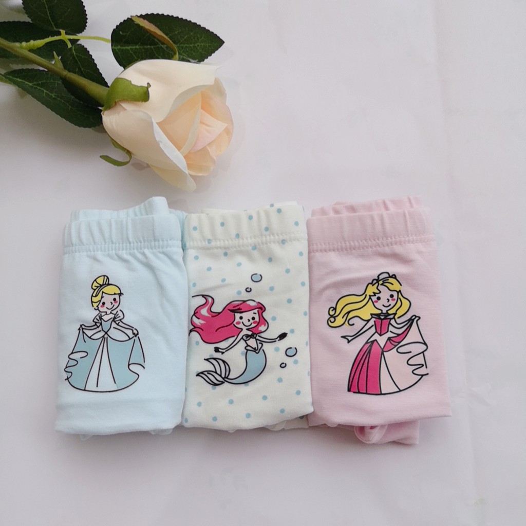 3 Quần lót 95% cotton 5% in hình công chúa Disney cho bé gái 2-12 tuổi