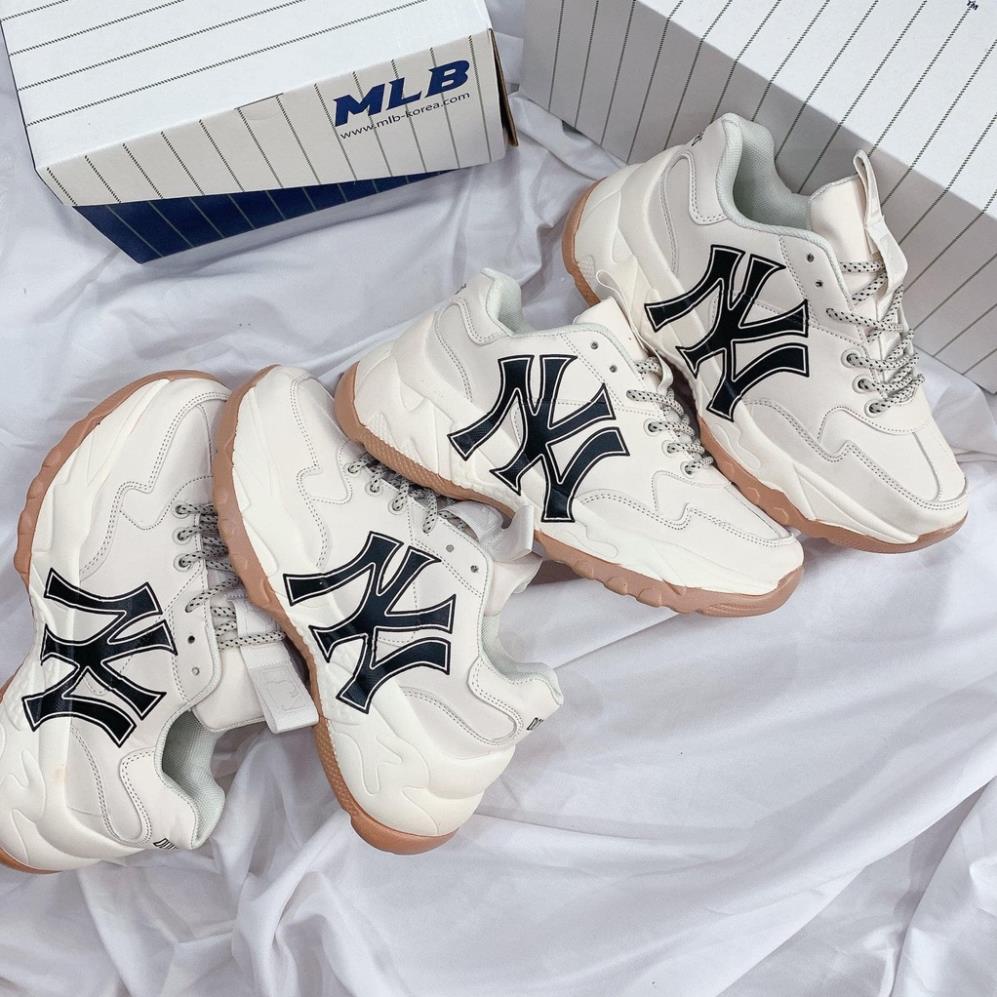 👟giaynambac👟Giày thể thao nam nữ mlb NY nam nữ màu trắng đế nâu hot 2022