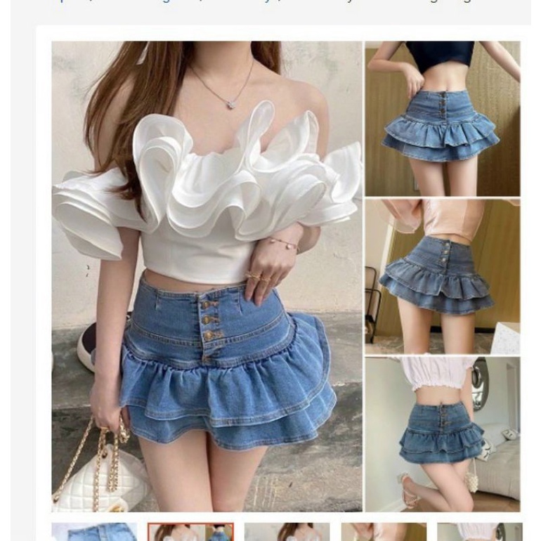 Chân váy jean xèo có quần trong, Chân Váy Jeans Dáng Ngắn Thời Trang Dành Cho Phái NữLY alohashop91