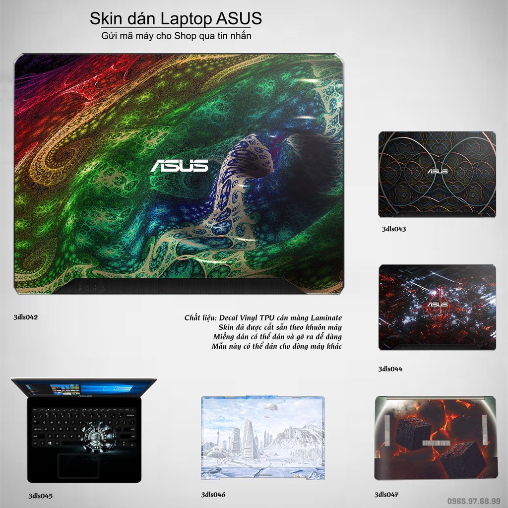 Skin dán Laptop Asus in hình 3D họa tiết (inbox mã máy cho Shop)