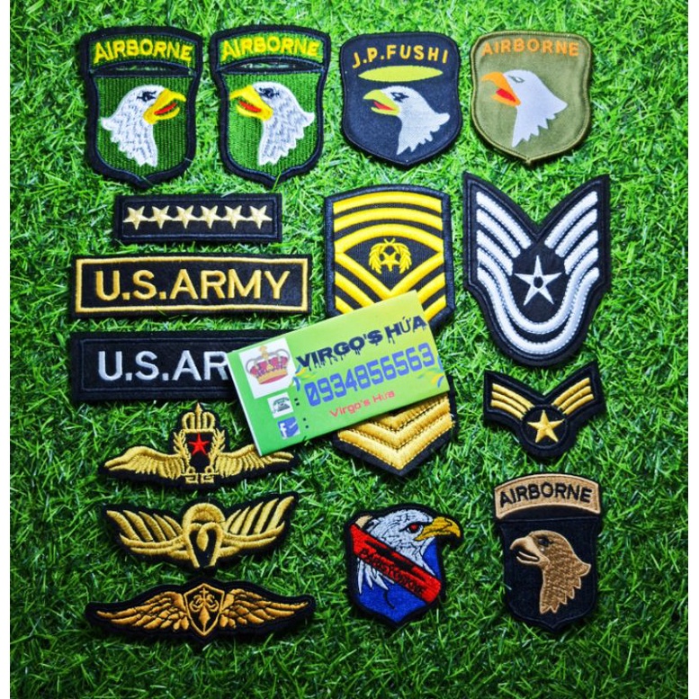 Sticker/Patch/Logo Thêu Ủi Hình Huy Hiệu A R M Y Cao Cấp MS77747