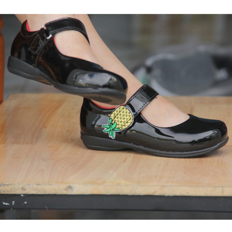 Giày búp bê quai dán - đồng phục học sinh tiểu học - bé gái - full đen - Hiệu Sutumi