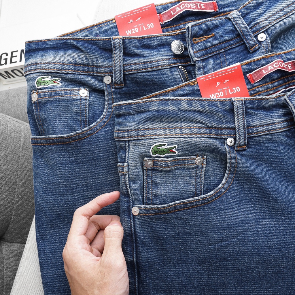 Quần Jean dài Nam LCST xanh wash,Form Slimfit.chất vải co dãn,ống 15-18cm,Hàng VNXK - 122113