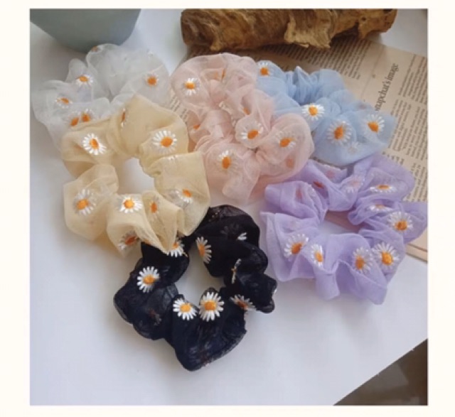 Scrunchies mini họa tiết gắn hình xinh