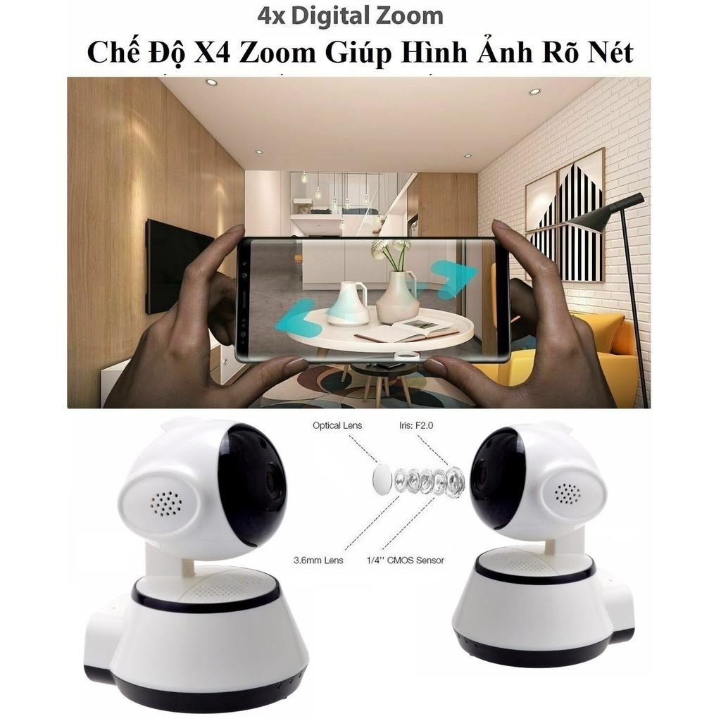 (KÈM THẺ CHUYÊN DỤNG)Camera IP Wifi KHÔNG DÂY V380 Plus FullHD 1080P,ghi âm, đàm thoại 2 chiều, cảnh báo, ghi hình | WebRaoVat - webraovat.net.vn