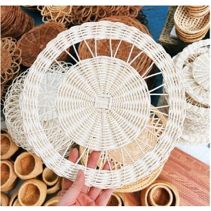Đĩa mây đĩa cói treo tường siêu vintage hàng xuất khẩu bền đẹp