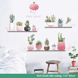Decal dán tường phòng ngủ cho bé dễ thương (Xương Rồng Hồng)