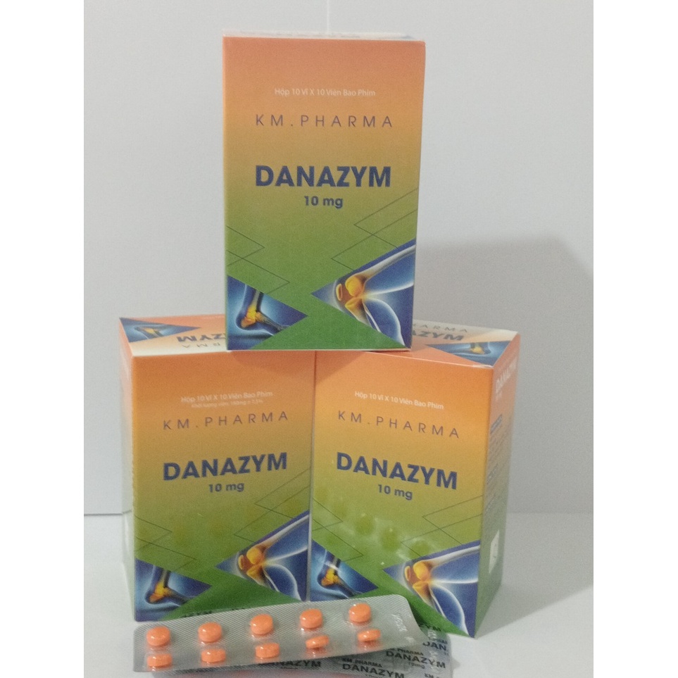 Viên uống DANAZYM 10 MG HỘP 100 VIÊN Hỗ trợ giảm sưng phù nề do viêm họng, chấn thương phần mềm