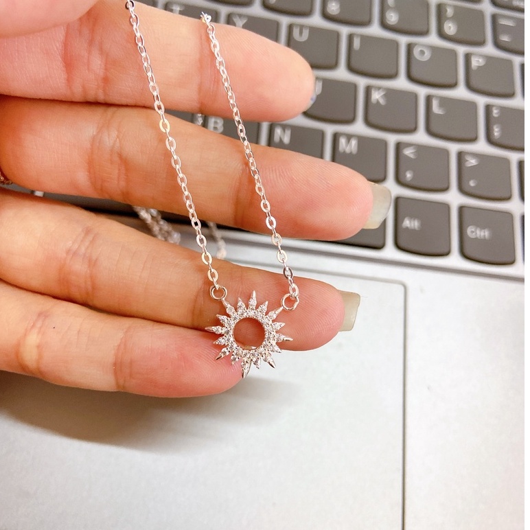 Dây chuyền bạc Tlee, Vòng cổ The Sun nạm đá lấp lánh- TleeJewelry