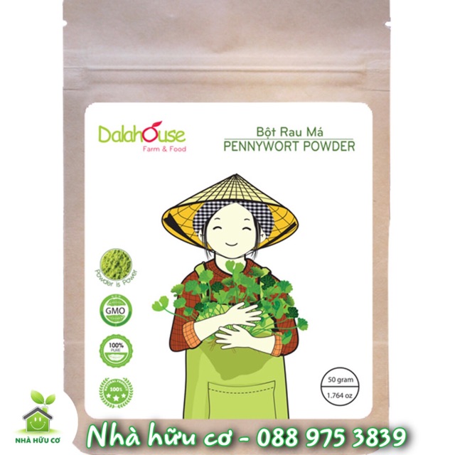 Dalahouse - Bột rau má thanh nhiệt giải độc 50gr - Date: 10/2022 - Nhà Hữu Cơ