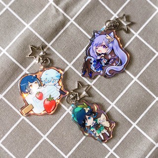 (Artist: Saru - Fangoods) Móc khóa cầu vồng Chongyun Xingqiu Keqing Venti Genshin Impact