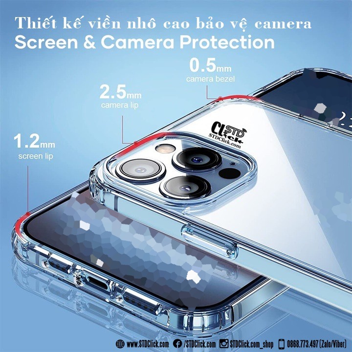 ỐP LƯNG IPHONE 13 PRO MAX - 13 PRO - 13 ROCK PURE LƯNG CỨNG TRONG VIỀN DẺO HÀNG CHUẨN