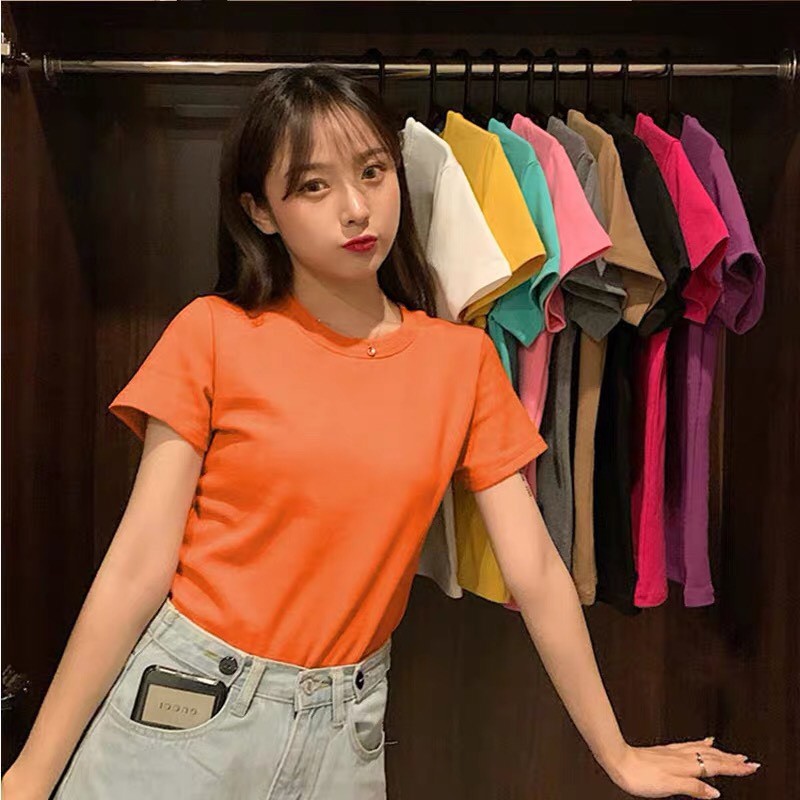 Áo thun nữ tay ngắn coton Trơn phông thời trang ulzzang Wind | BigBuy360 - bigbuy360.vn